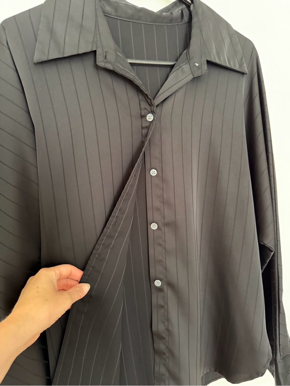 Commense Black Pinstripe Dress Shirt